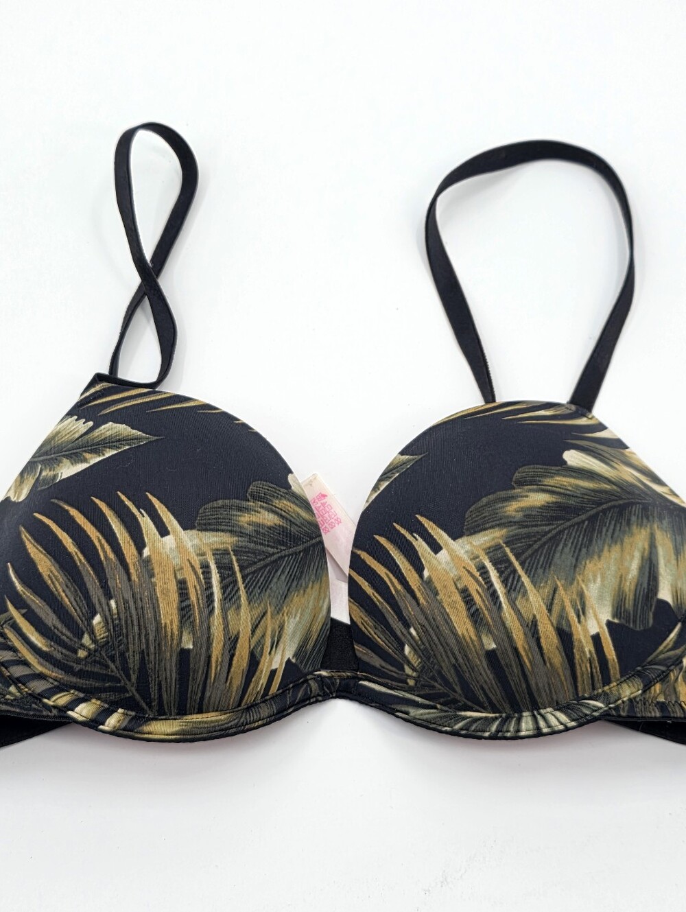 Victoria's Secret PINK Push Up Bra Green Black Palm 34B